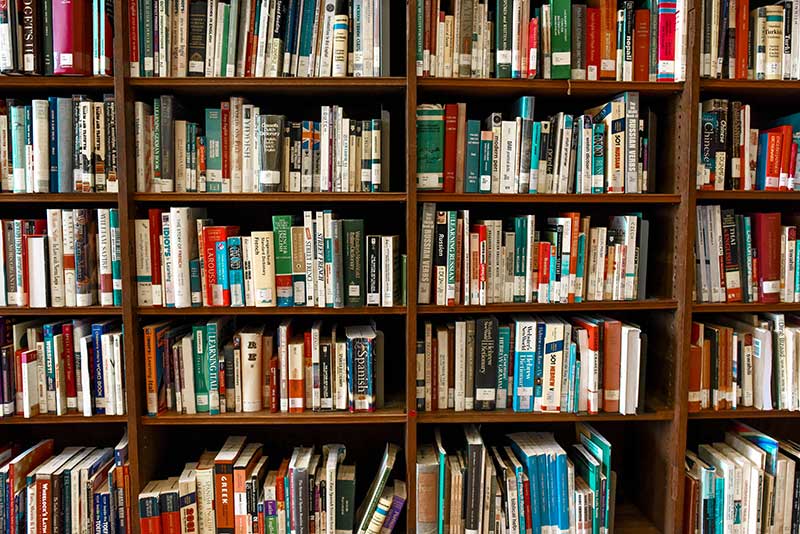 Bücherregal mit vielen Büchern